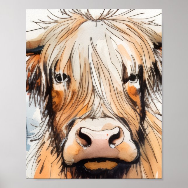 Póster Regalo de vaca, vaca de las tierras altas  (Frente)