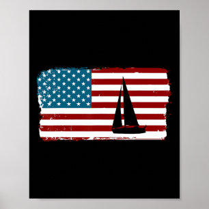 Póster Regalo de vela de bandera americana lindo 
