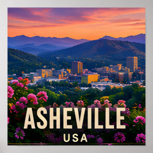 Póster Regalo de viaje a Asheville Carolina del Norte Mon