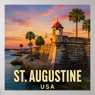 Póster Regalo de viaje a la ciudad costera de St Augustin
