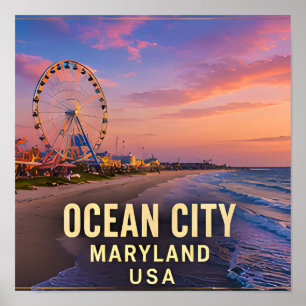 Póster Regalo de viaje a la playa de Ocean City Maryland