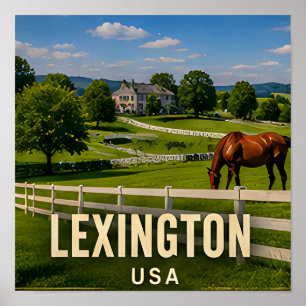 Póster Regalo de viaje a Lexington Kentucky Horse Country