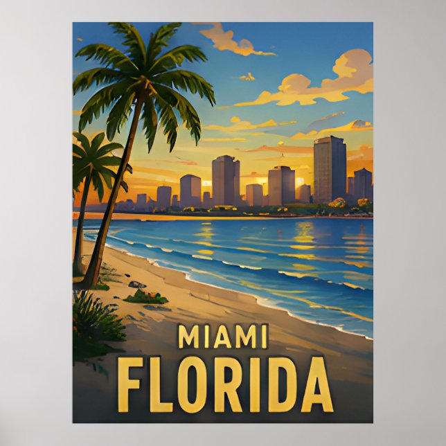 Póster Regalo de viaje a Miami Florida (Frente)