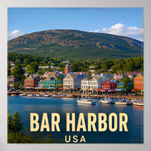 Póster Regalo de viaje de Bar Harbor Maine Acadia