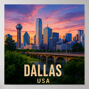 Póster Regalo de viaje del puente de Dallas Texas