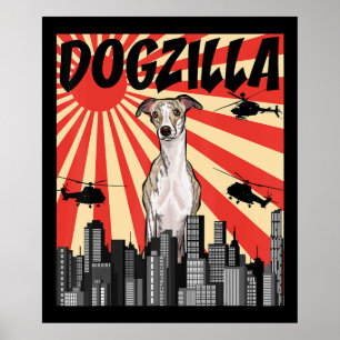 Póster Regalo de Whippet retrasado divertido japonés de