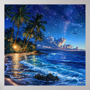 Póster 🌴 Regalo decorativo de palmera oceánica para el h