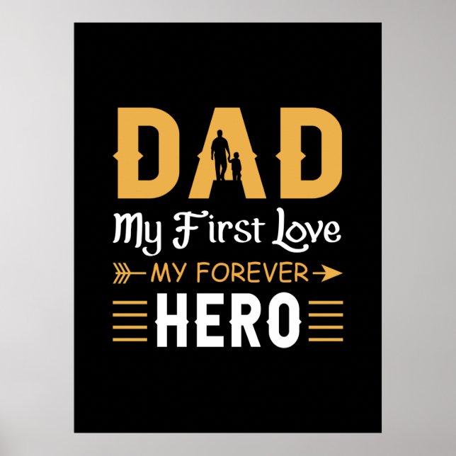 Póster Regalo del abuelo | Dad My Forever Héroe (Frente)
