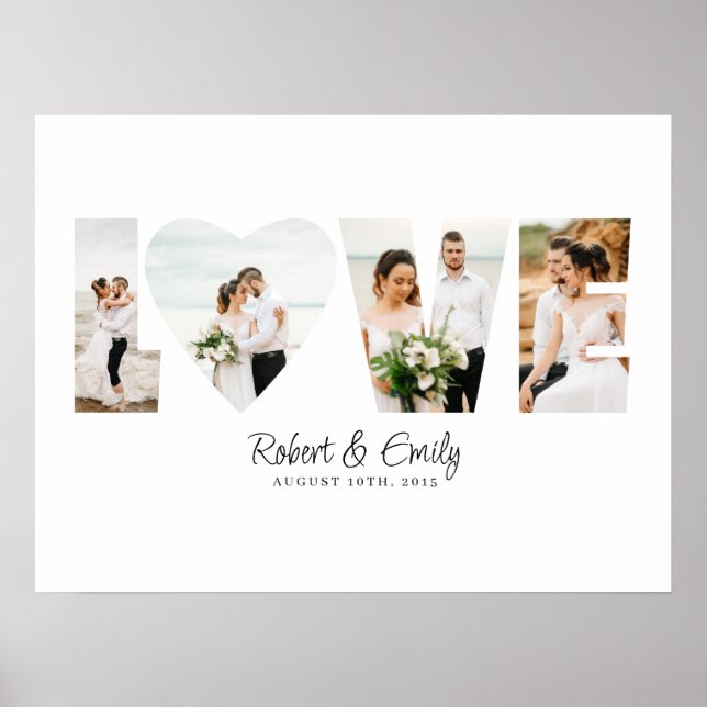 Póster Regalo del aniversario del Collage de fotos de amo (Frente)