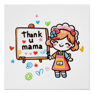 Póster Regalo del Día de la Madre   Gracias mamá