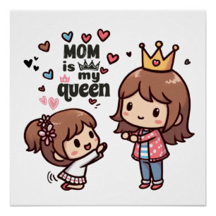 Póster Regalo del Día de la Madre Mamá es mi reina