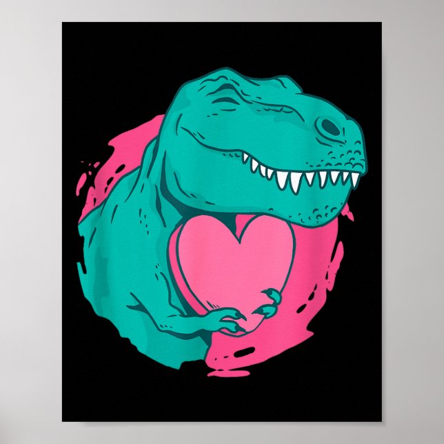 Póster Regalo del Día de San Valentín T-rex Corazón Amant (Frente)