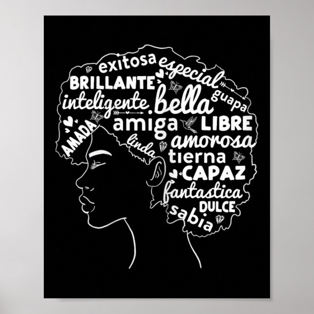 Póster Regalo del Orgullo Afro Latina Historia Negra Afro (Frente)