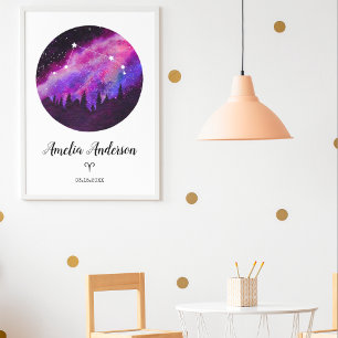 Póster Regalo del signo del horóscopo de Aries constelaci