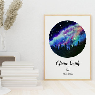Póster Regalo del signo del horóscopo de Cáncer constelac