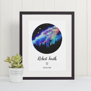 Póster Regalo del signo del horóscopo de Tauro constelaci