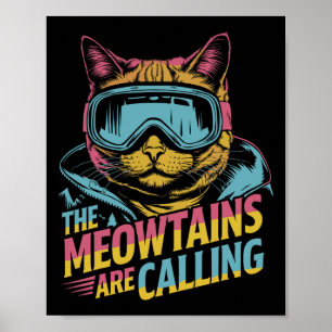 Póster Regalo divertido de gato esquiando Accesorios de s