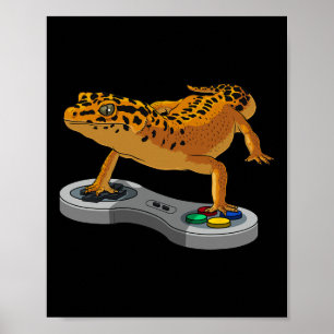 Póster Regalo divertido de lagarto barba con gecko leopar