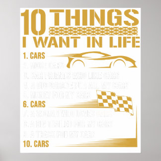Póster Regalo divertido para amante de los coches - Diez 