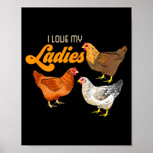 Póster Regalo divertido para granjero - Amo el pollo de m