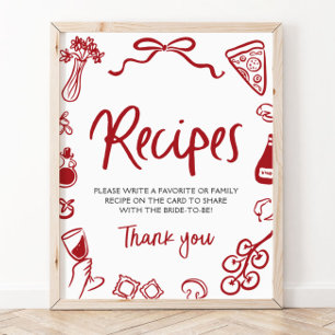 Póster Regalo Duchas de Recetas Italianas Caprichosas Roj