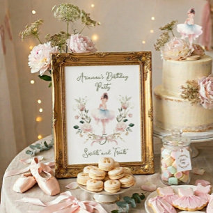 Póster Regalo Dulce Cumpleaños Bailarina Acuarela Lazo Ro