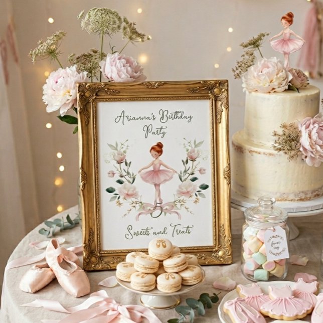 Póster Regalo Dulce Cumpleaños Bailarina Acuarela Lazo Ro (Subido por el creador)