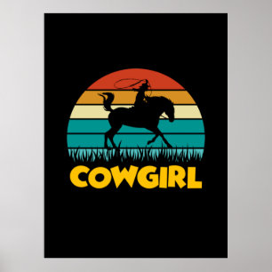 Póster Regalo ecuestre   Vintage Cowgirl