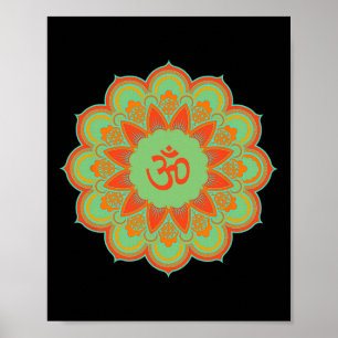 Póster Regalo espiritual de yoga mandala del símbolo Om O