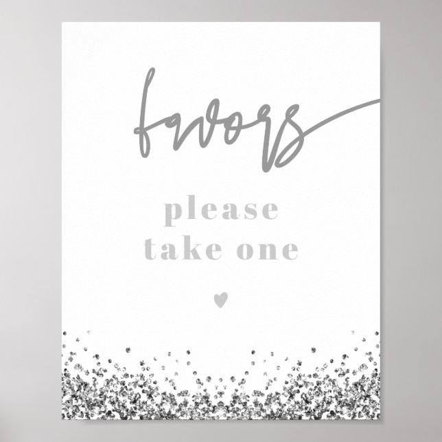 Póster REGALO Favores de Boda de Lentejuelas Plateadas Di (Frente)