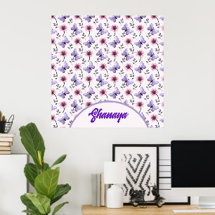 Póster Regalo floral de mariposa de primavera personaliza