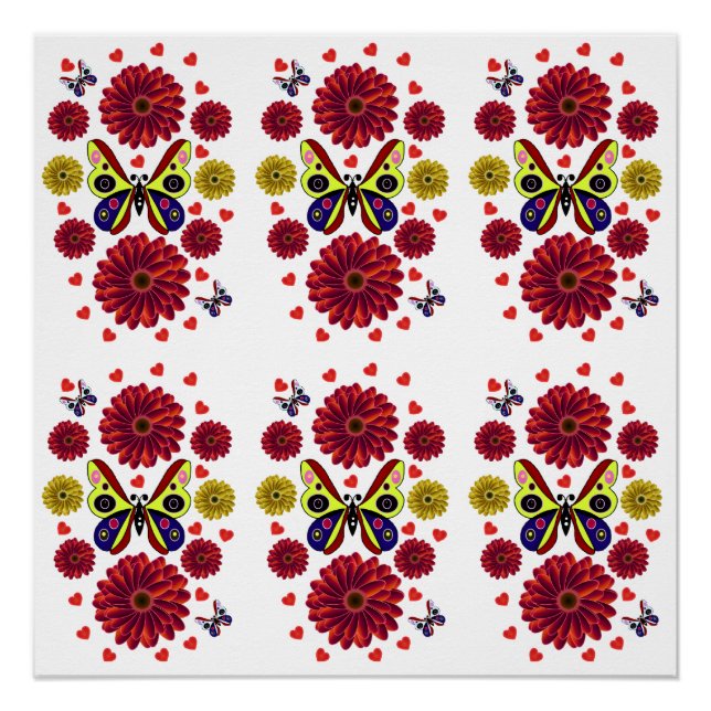 Póster Regalo floral personalizado de mariposa primaveral (Anverso)