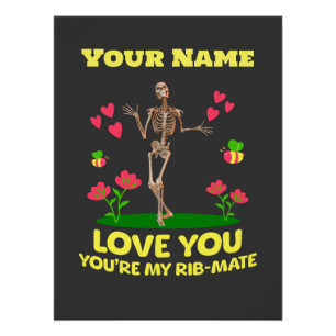 Póster Regalo Gótico de Esqueleto de Amor de Compañero de