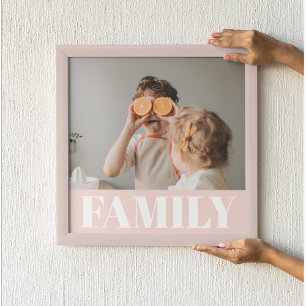 Póster Regalo moderno de fotografía de la familia rosa pa