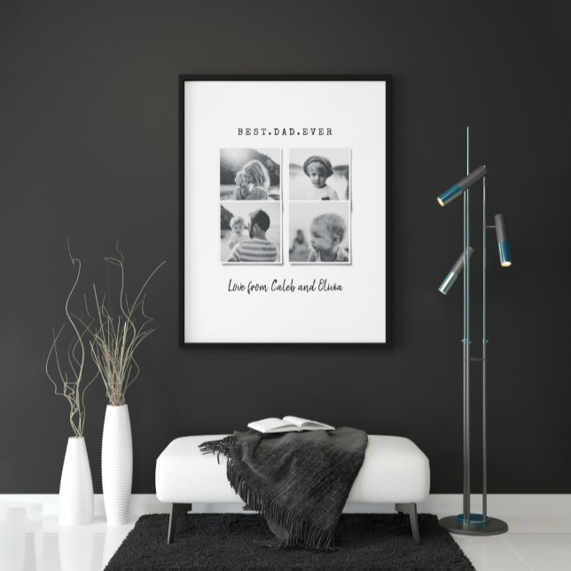 Póster Regalo moderno multifoto papá elegante blanco negr (Subido por el creador)
