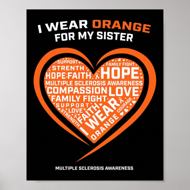 Póster Regalo Ms Apparel Naranja Hermana Esclerosis múlti (Frente)