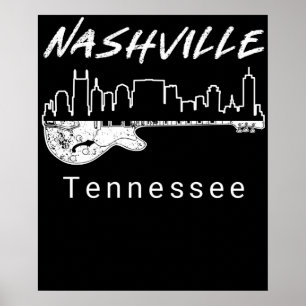 Póster Regalo Nashville de recuerdo de música de guitarra