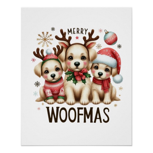 Póster Regalo navideño Merry Woofmas (Anverso)