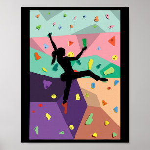 Póster Regalo para alpinista de escalada en pared de esca
