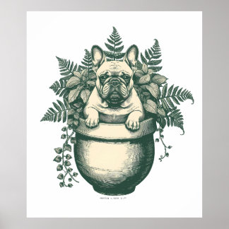 Póster Regalo para amante de plantas con Bulldog Francés
