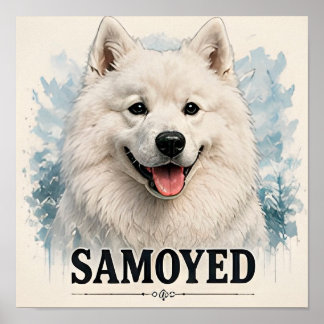 Póster Regalo para amantes de Samoyed Ártico sonriente