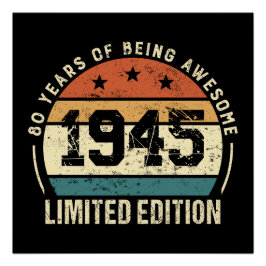 Póster Regalo para cumpleaños 80 retro vintage 1945
