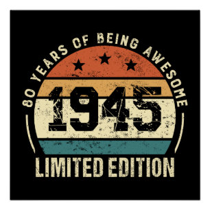 Póster Regalo para cumpleaños 80 retro vintage 1945