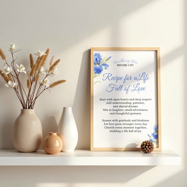 Póster Regalo para Despedida de Soltera: Receta para una  (Bridal Shower Gift Recipe for a Life of Love Poster
)