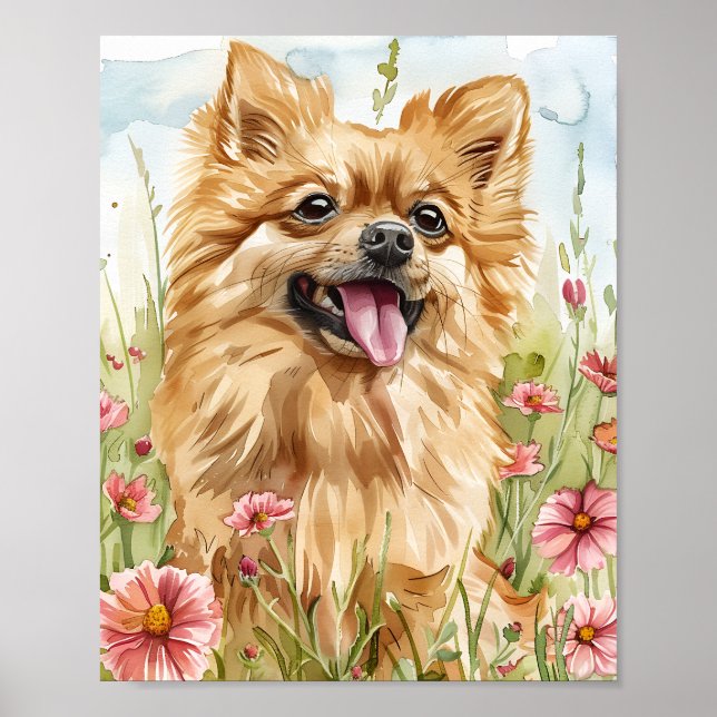 Póster Regalo para el propietario de Pomerania Cute Dog W (Frente)