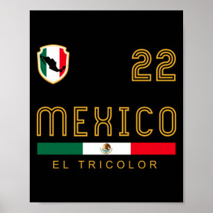 Póster Regalo para fan de la bandera de fútbol de México 