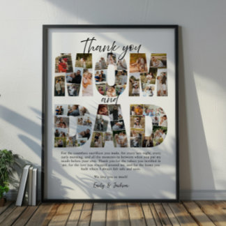 Póster Regalo para mamá y papá Collage de fotos Fotos de
