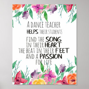 Póster Regalo para profesor de baile Agradecimiento Cita