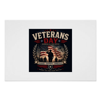 Póster Regalo para veterano militar - Agradecimiento a ve