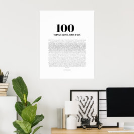 Póster Regalo personalizable de 100 cosas que amo de ti